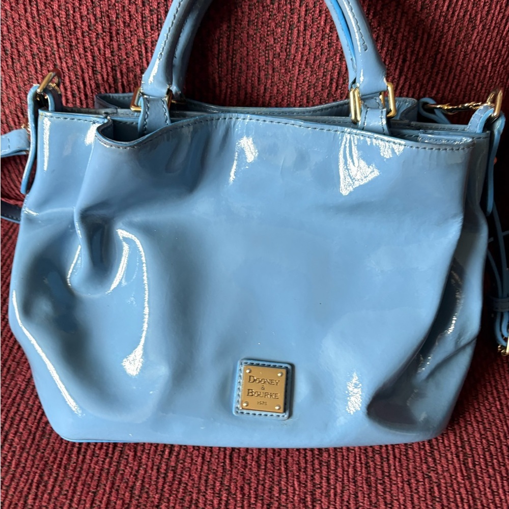 Doone & Bourke Blue Satchel with Patent Leather Finish